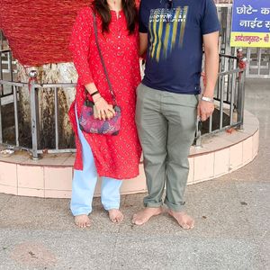 Red And Cream Kurti