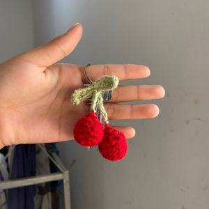 Crochet Cherry KeyChain