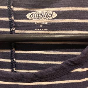 ‘Old Navy’ Blue and White Striped T Shirt w Pocket