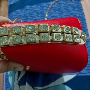 BEAUTIFUL NEW WITH TAG RED COLOUR STONE SLING BAG