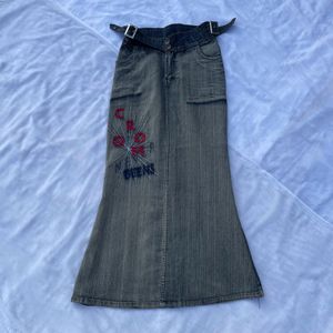 Vintage Y2K Fishtail Maxi Denim Skirt