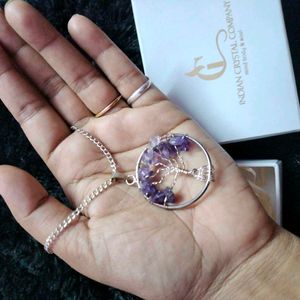 Natural Amethyst Tree of Life Pendant With Chain