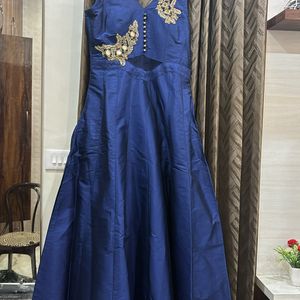 Navy Blue Gown With Pants