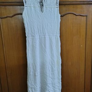 White Cotton Embroidery Dress