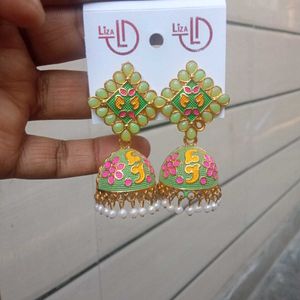 Green Colour Earrings For Women And Girls