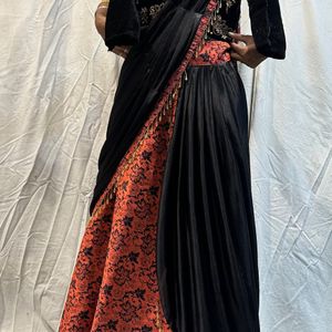 Designer Black Lehngha Sari