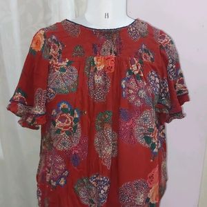 Floral Printed Maroon BOHO TOP