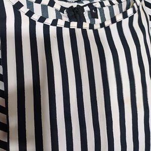 White black Striped Dress / Size - "L"