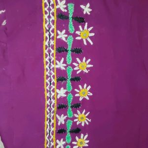 Beautiful Embroidered Purple Color Blouse Piece