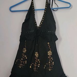 New Brand Unused Black Halter Neck Top