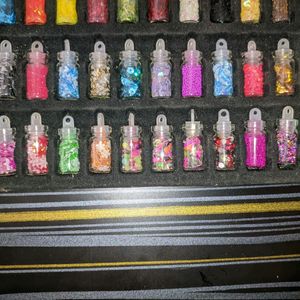 Mini Glitter And Charm Bottles For Nails Or Makeup