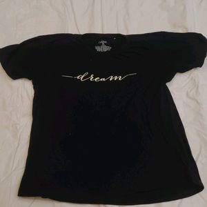 Black Tee With " Dream " Quote Printed