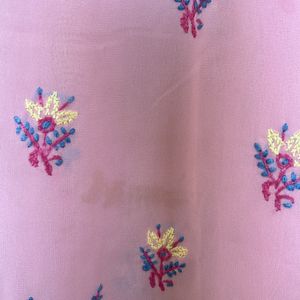 Georgette Pink Chikankari Kurta