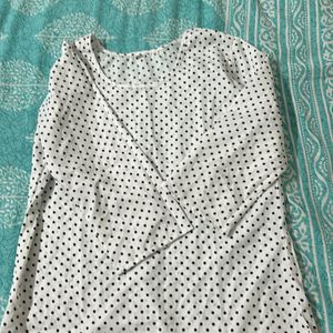 White Dotted Short Top