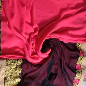 Pink And Black Combination Saree