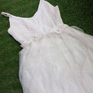 WHITE PARTY WEAR RUFFLE DRESS