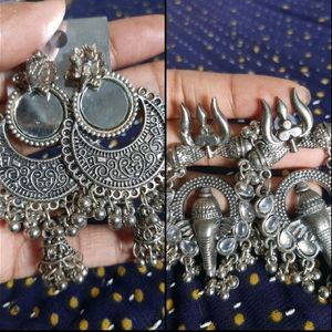 Oxidised Earrings With Free Gift ( 2 Pair)