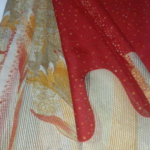 Red Printed Saree