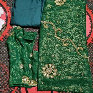 Dark Green Saree