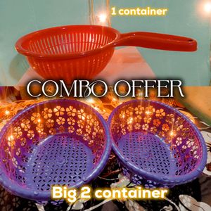 2 Big Basket/ Container And 1 Medium Red Containe
