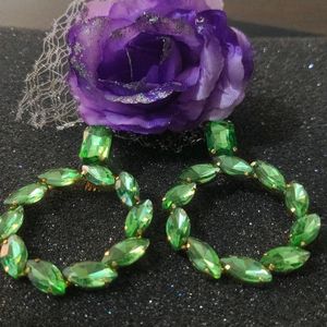 Green Korean Glass Stone Round Eating