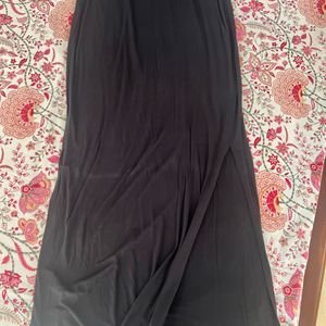 Koovs Black Body Hugging Maxi Gown With Slit