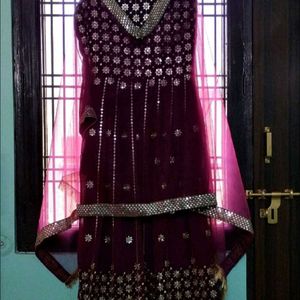 New Purple Heavy Embroidered Party Wear Dress