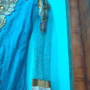 Partywear Gown With Churidar