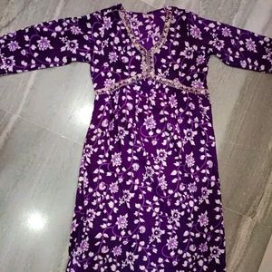 Purple Floral Alia Cut Kurti 🌺❤️