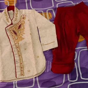 Boys Embroidered Sherwani with Churidar Set size 22, Sherwani Length 17 inches, Chest 11.5inches, Churidar Length 19inches