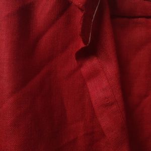 100% Premium Cotton Linen Red Fullsleeve Shirt