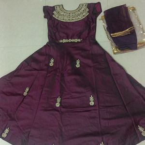 Party Wear New Gown Wine Colour