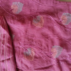 Onion Saree With Sequence Embroidery