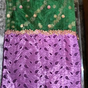 Beautiful Double Shade Saree Purple And Green