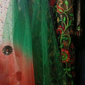 Sale Today Thread Embroidery Red And Green Suit