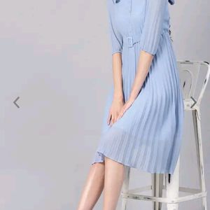 Sky Blue Fit And Flare Dress