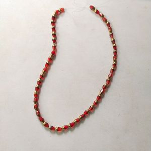 Golden/Red High Quality Cristal Moti/Bids Mala