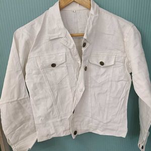 White Denim Crop  Jacket For Women.