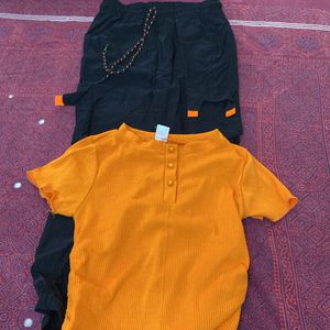 Co Ord Orange And Black - Brand New