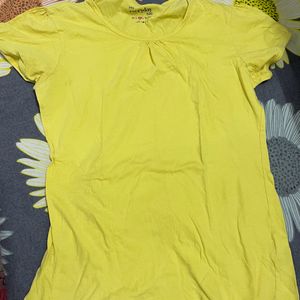 My Everyday Tee In Yellow Color Puff Sleeve