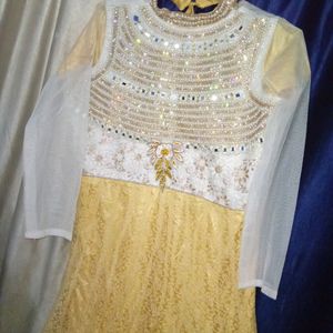 Beautiful Golden Gown With Dupatta