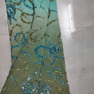 Sky Blue And Pistsa Colour Mix Saree