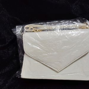 White Slingbag With Golden Chain And Superb Look