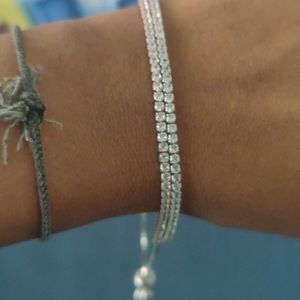 DUAL TONE TENNIS PURE SILVER HALLMARK BRACELET