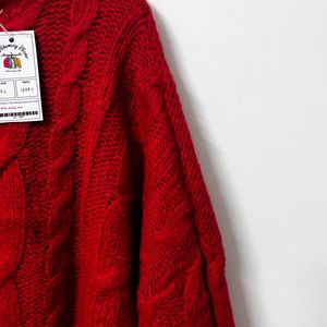 Red Oversized Drop Shoulder Sweater