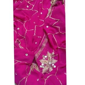 Heavy work party wear saree for women with blouse.