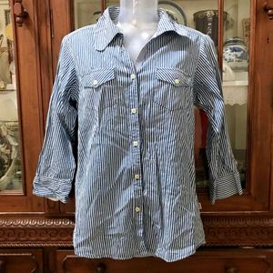 Women Cotton Shirt Blue And White Stipe