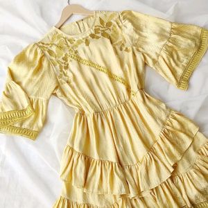 Lace Embroidered Tiered Mini Dress