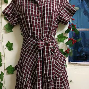 Checked Korean Shirt Dress