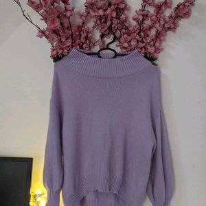 Lilac Colour Soft Fur Sweater Top